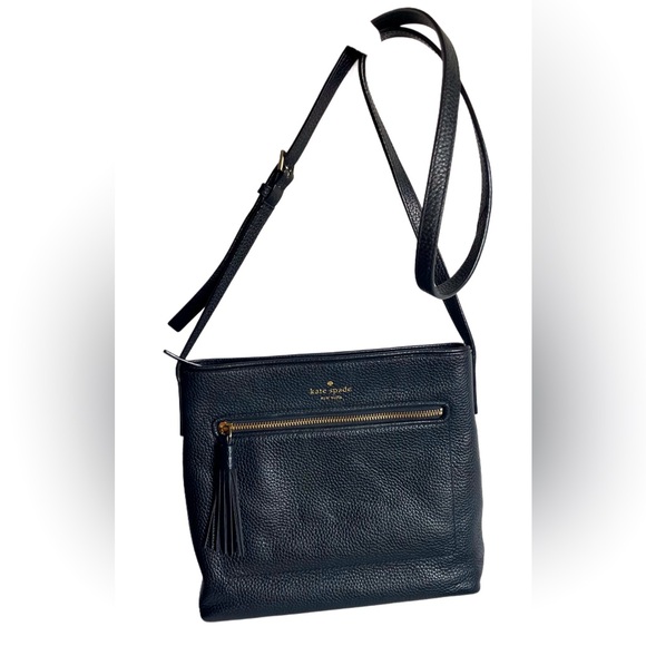 Kate Spade Black Pebbled Messenger Leather Crossbody Bag - Picture 4 of 17